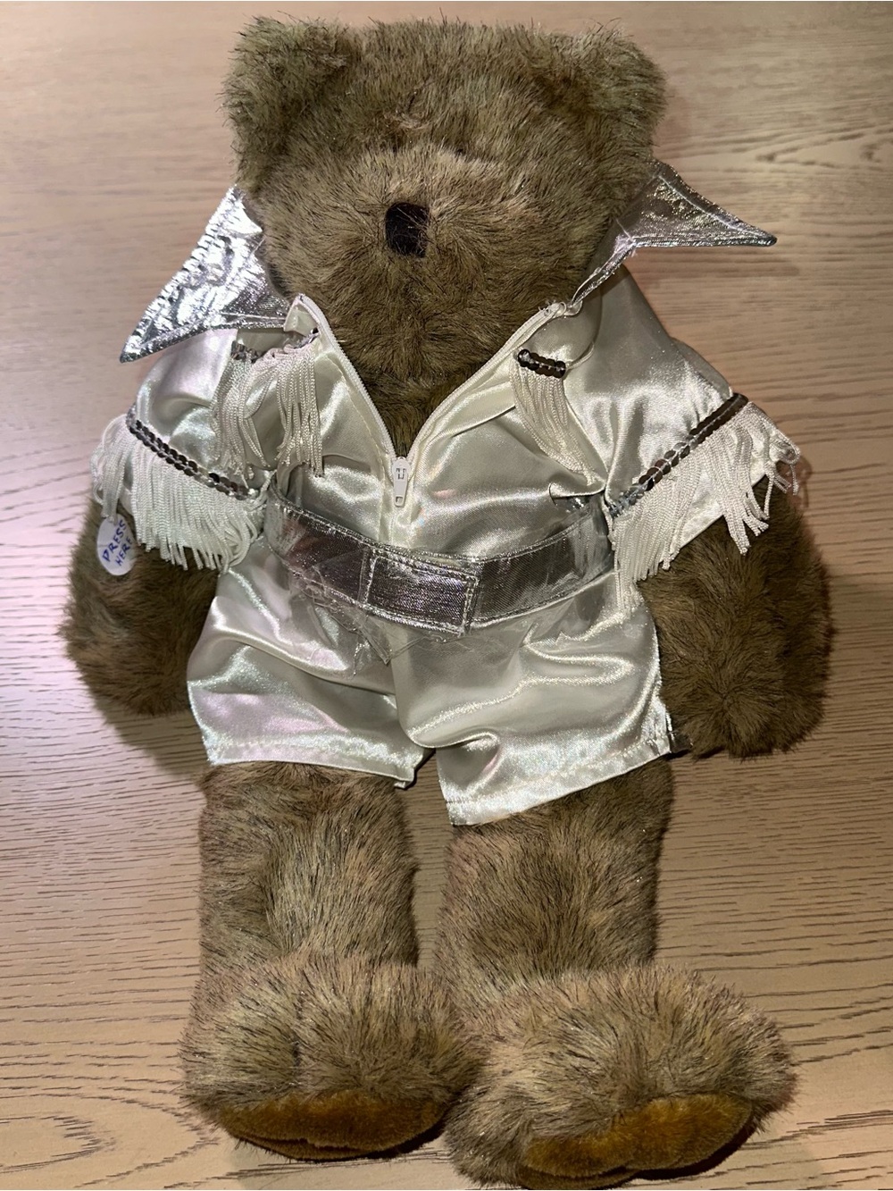 Build-A-Bear Brown Teddy in Silver Rockstar Outfit